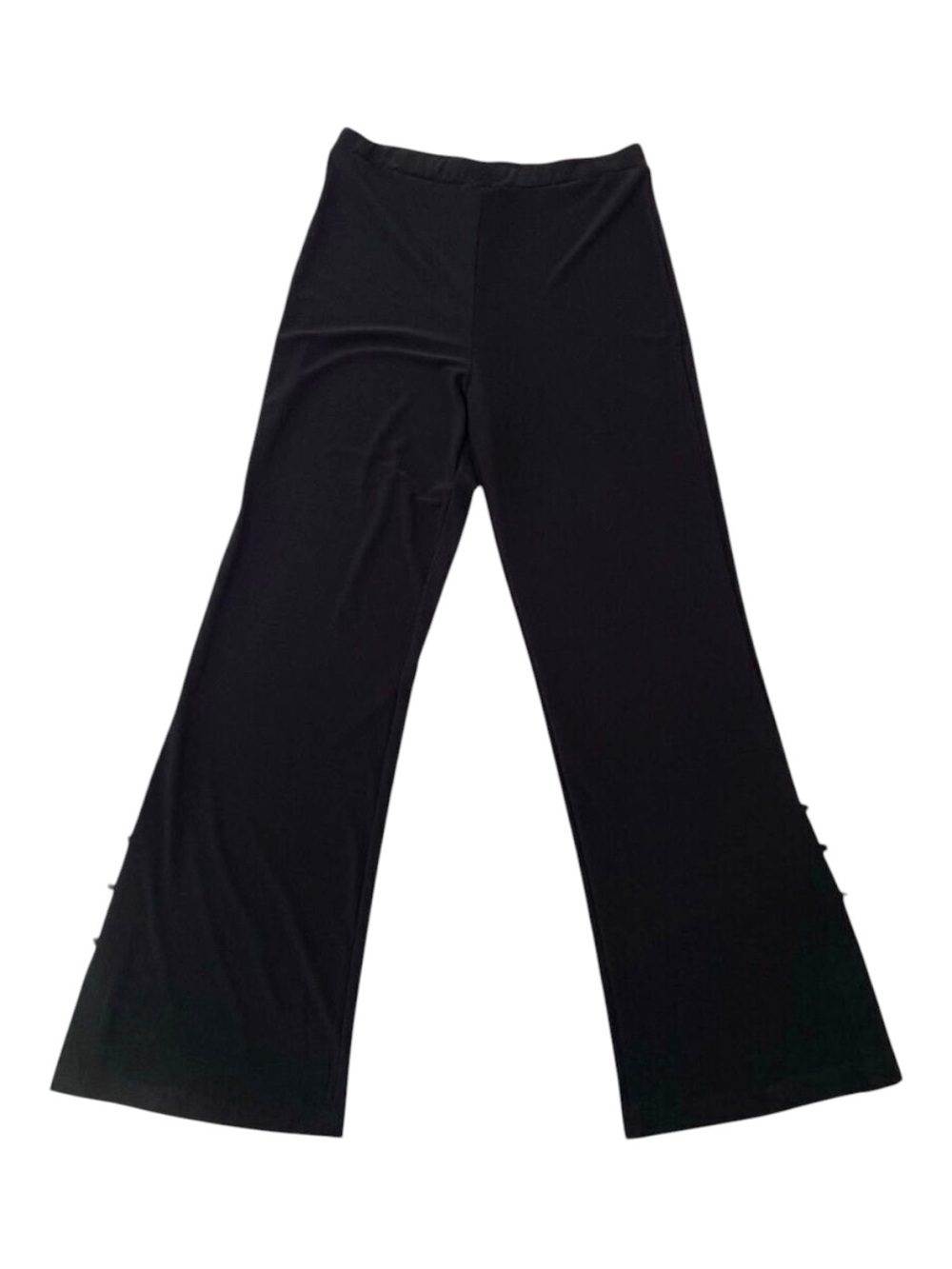 Bali black silky jersey trousers pants wide legs open bottom soft elastic waist